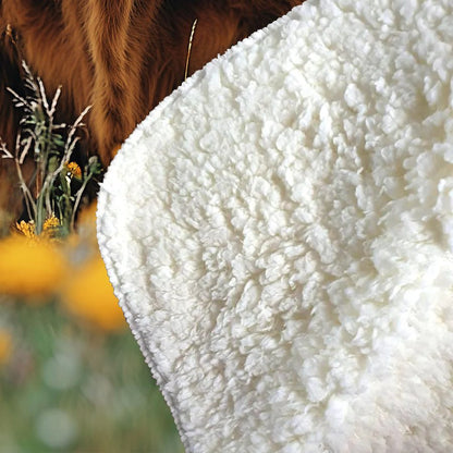 Highland Cow By The Coast Sherpa Blanket