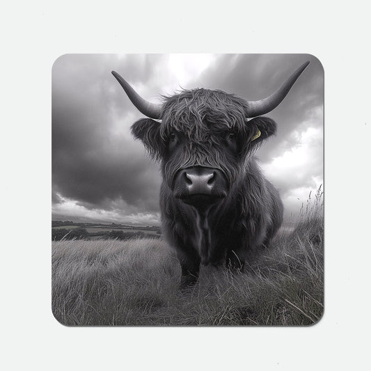 Black And White Highland Cow Coasters