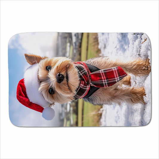 Snowy Christmas Yorkshire Terrier Sherpa Blanket