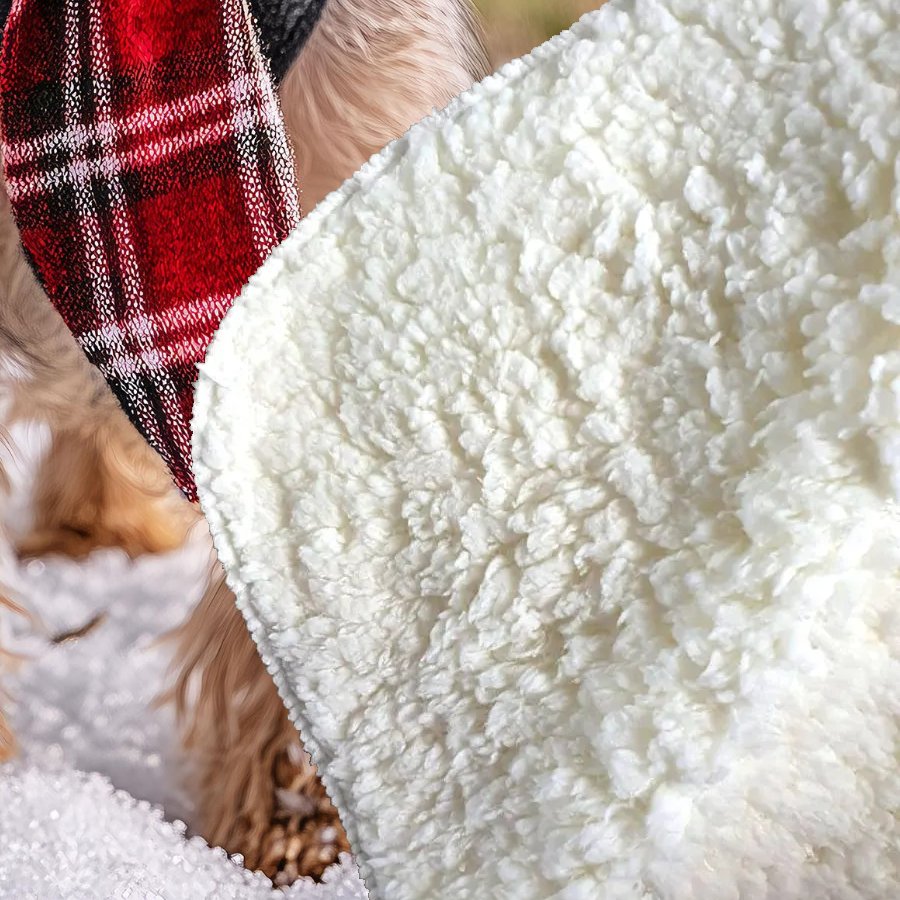 Snowy Christmas Yorkshire Terrier Sherpa Blanket