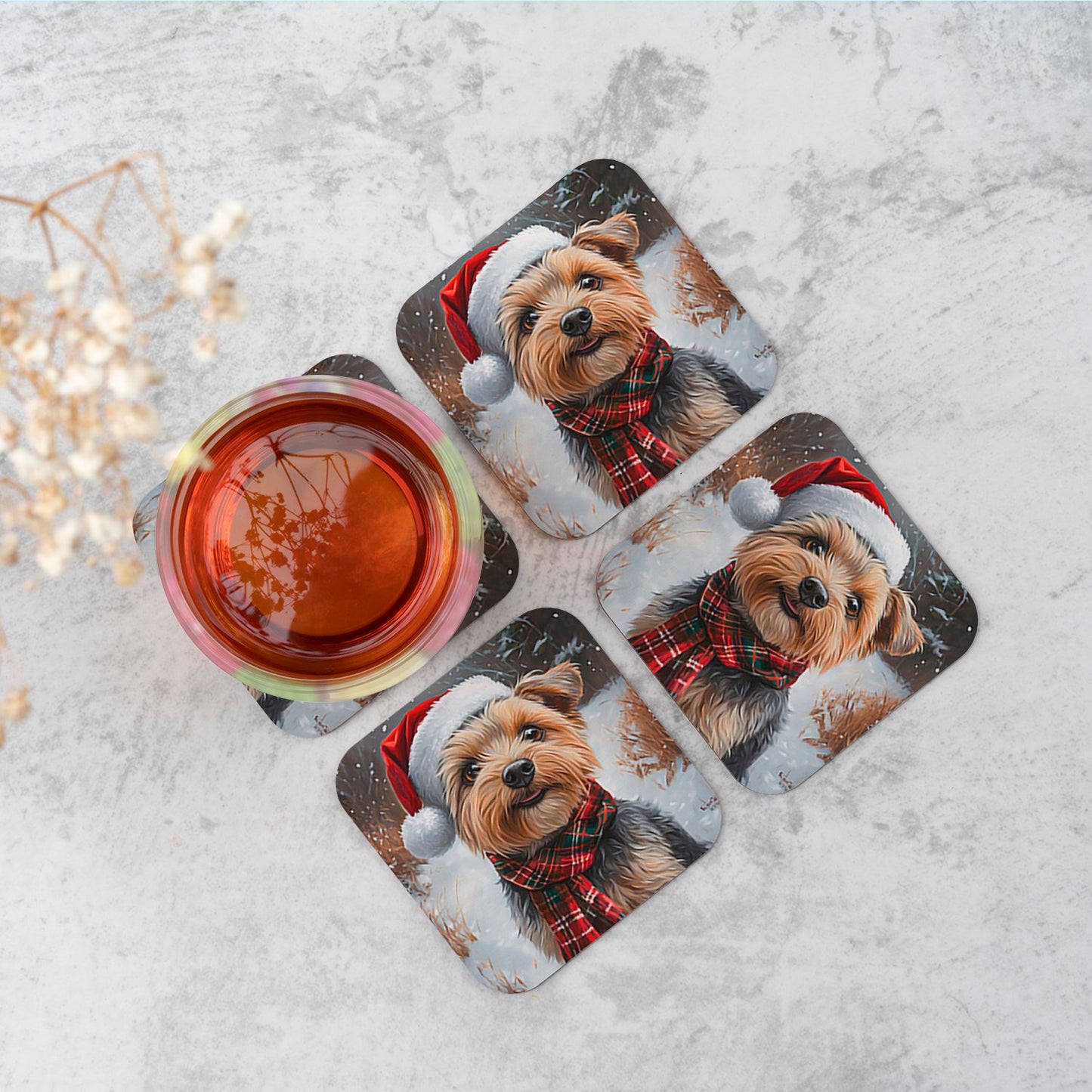 Christmas Yorkshire Terrier Coasters