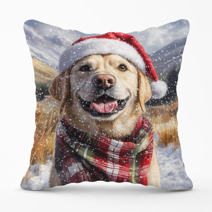 Christmas Yellow Labrador Cushion