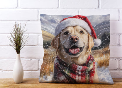 Christmas Yellow Labrador Cushion