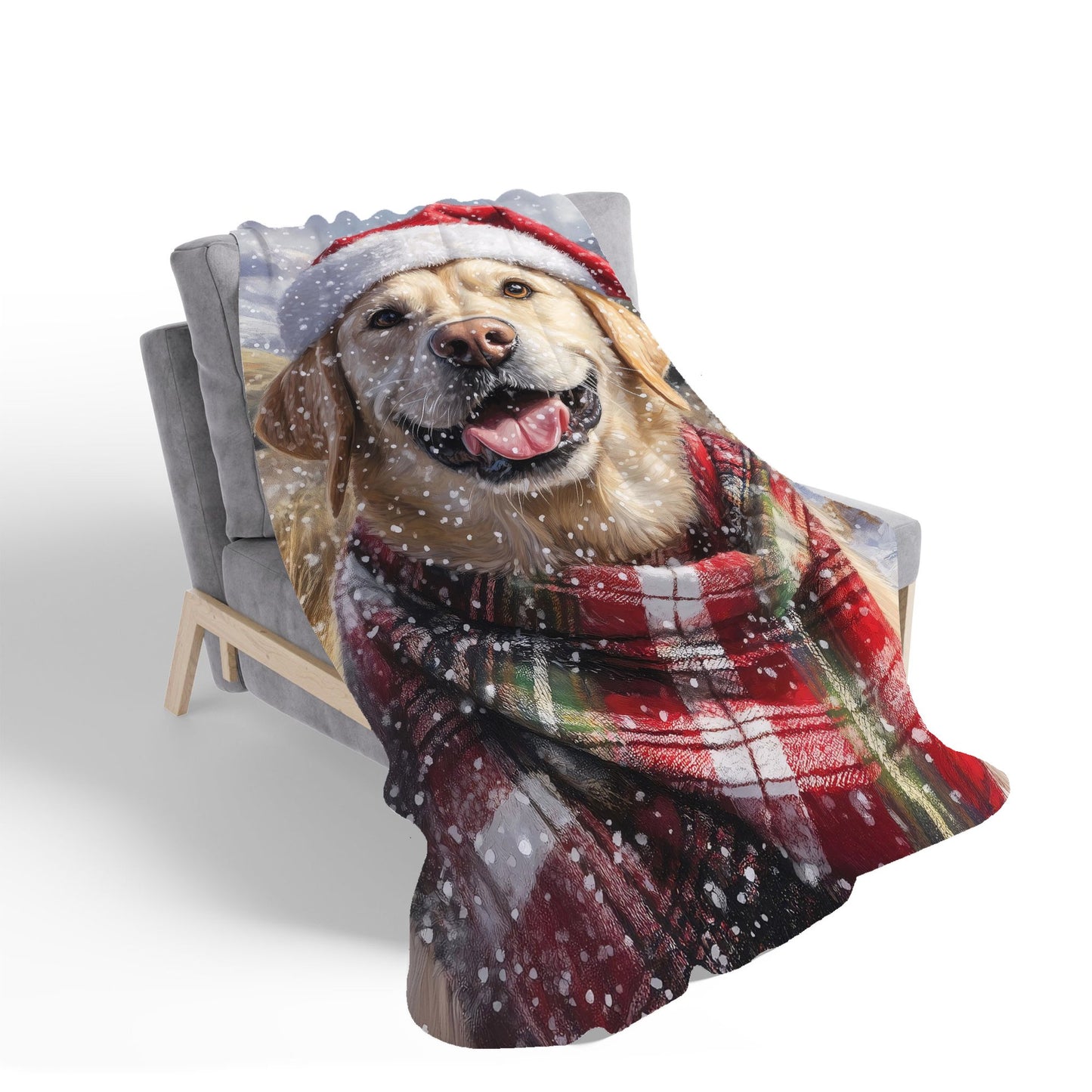 Christmas Yellow Labrador Sherpa Blanket