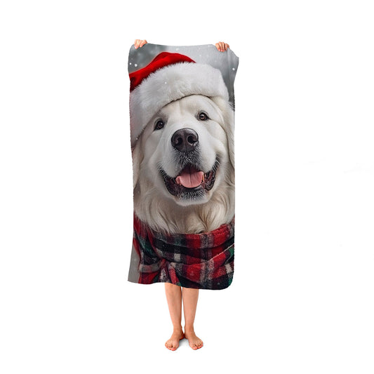 Christmas White Newfoundland Beach Towel