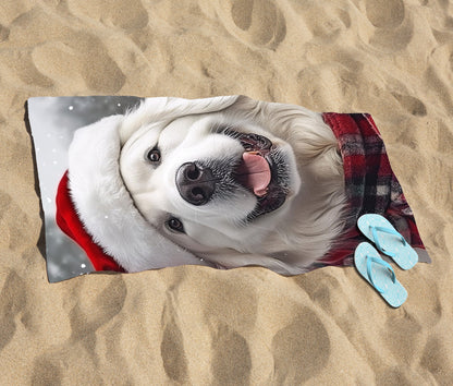 Christmas White Newfoundland Beach Towel