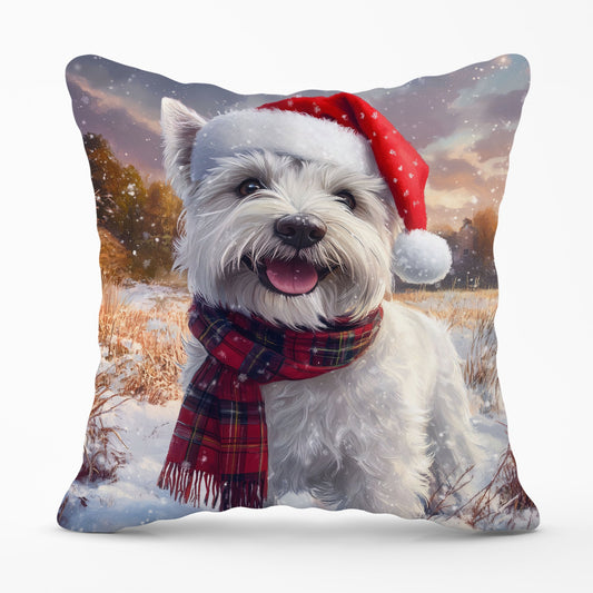 Snowy Christmas West Highland Terrier Cushion