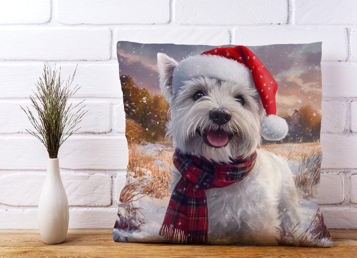 Snowy Christmas West Highland Terrier Cushion