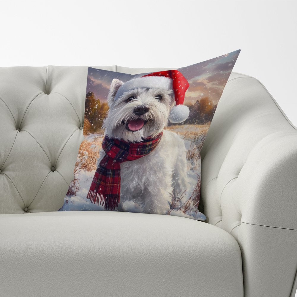 Snowy Christmas West Highland Terrier Cushion