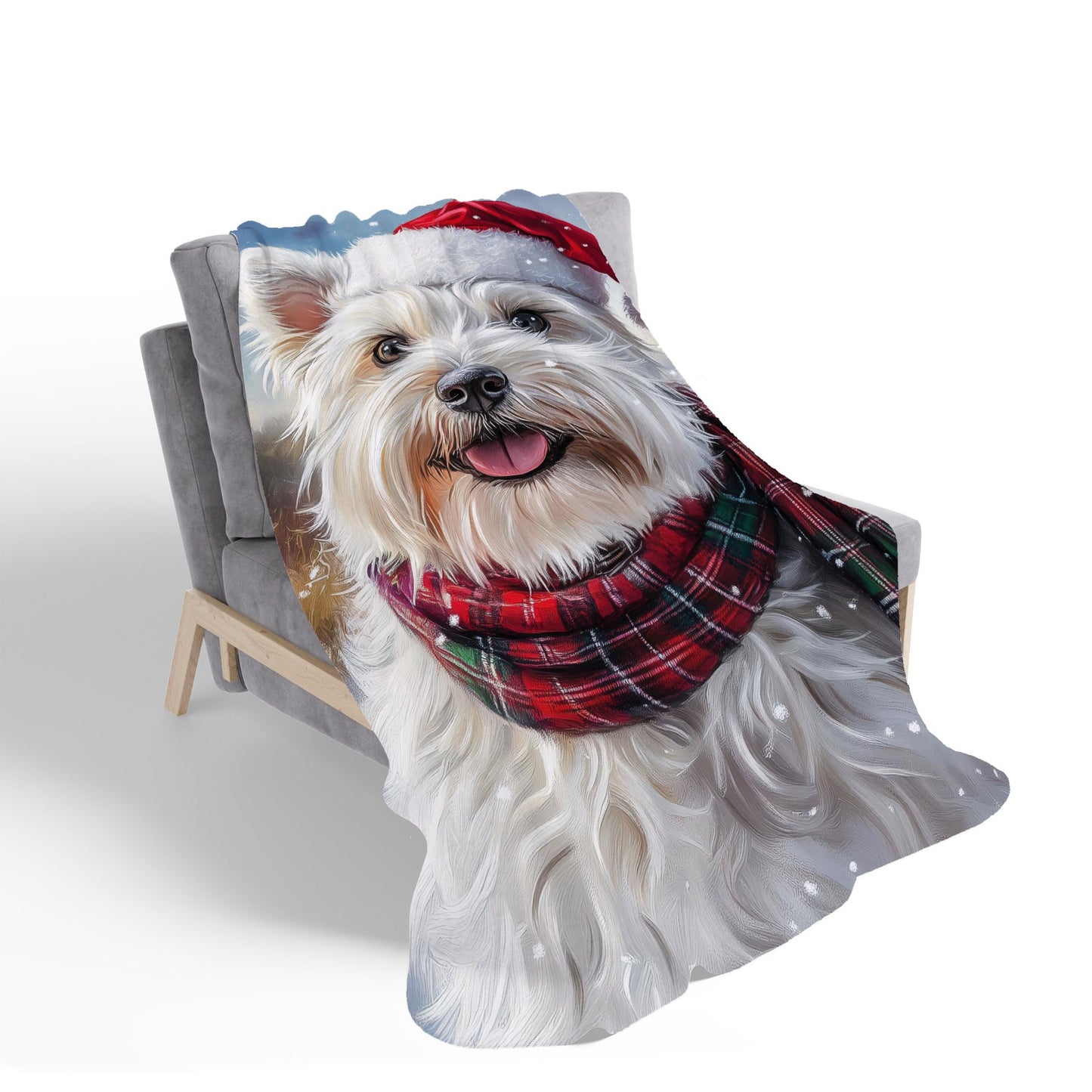Christmas West Highland Terrier Sherpa Blanket