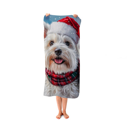 Christmas West Highland Terrier Beach Towel