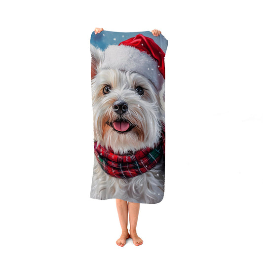 Christmas West Highland Terrier Beach Towel