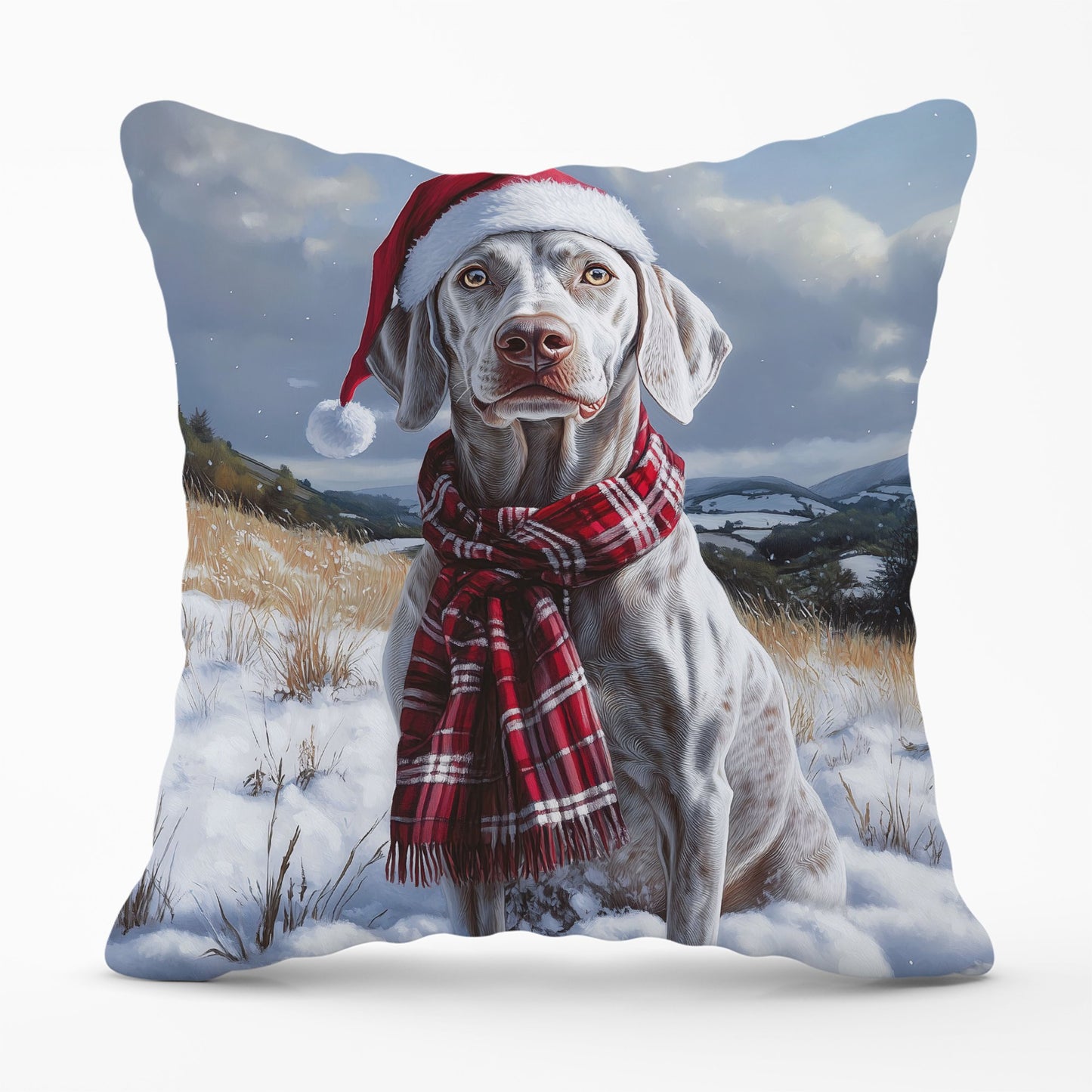 Snowy Christmas Weimarana Cushion