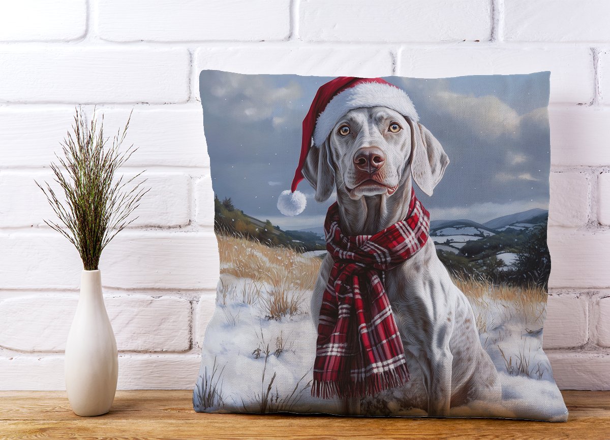 Snowy Christmas Weimarana Cushion
