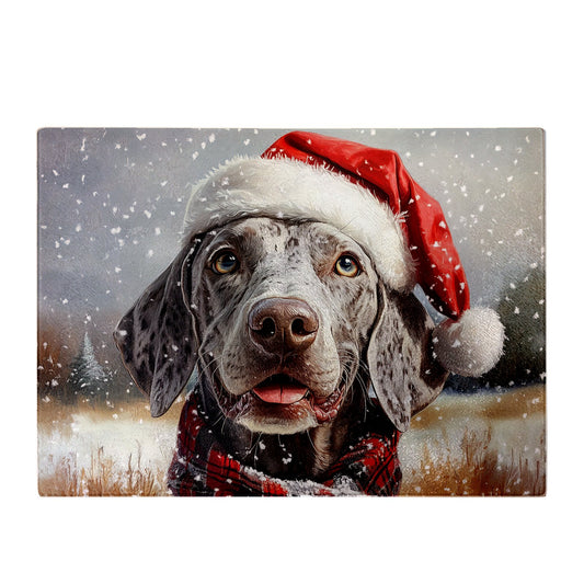 Christmas Weimarana Glass Chopping Board