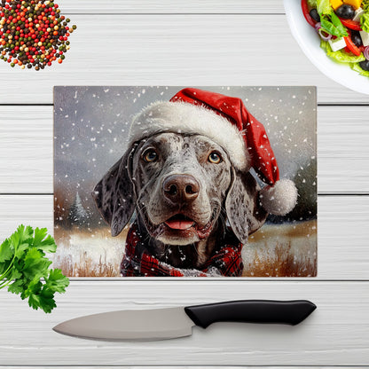 Christmas Weimarana Glass Chopping Board