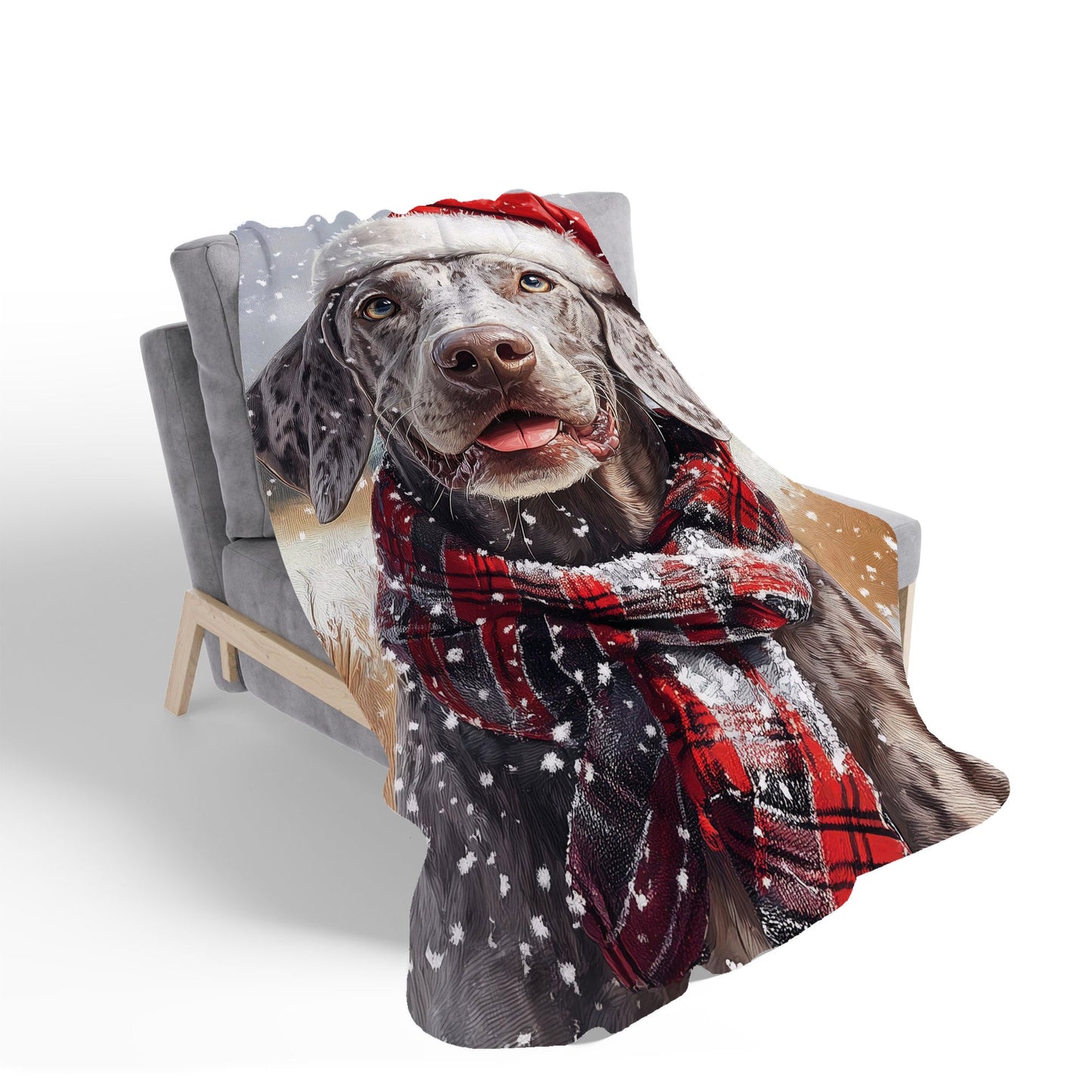 Christmas Weimarana Sherpa Blanket