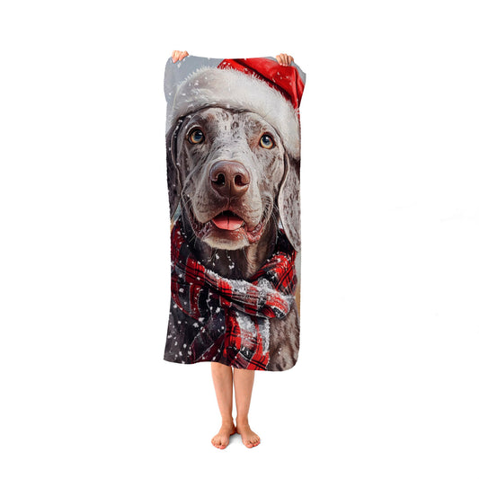 Christmas Weimarana Beach Towel