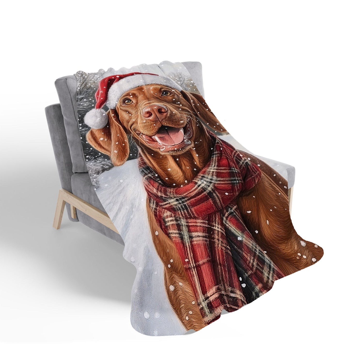Christmas Vizsla Sherpa Blanket