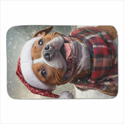 Snowy Christmas Staffordshire Bull Terrier Sherpa Blanket
