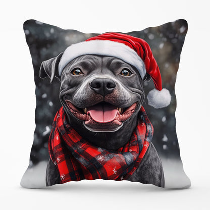 Christmas Staffordshire Bull Terrier Cushion