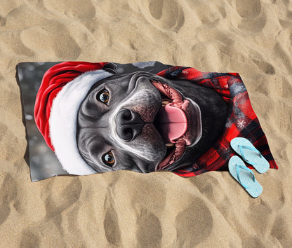 Christmas Staffordshire Bull Terrier Beach Towel