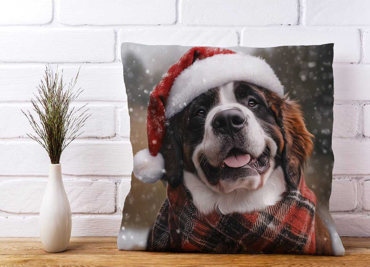 Christmas St Bernard Cushion