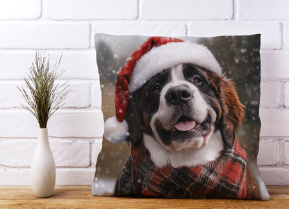 Christmas St Bernard Cushion