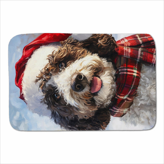 Snowy Christmas Spanish Water Dog Sherpa Blanket