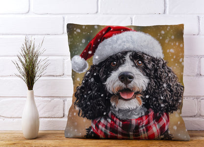 Christmas Spanish Water Dog Cushion