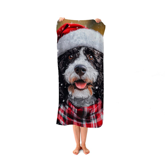 Christmas Spanish Water Dog Beach Towel