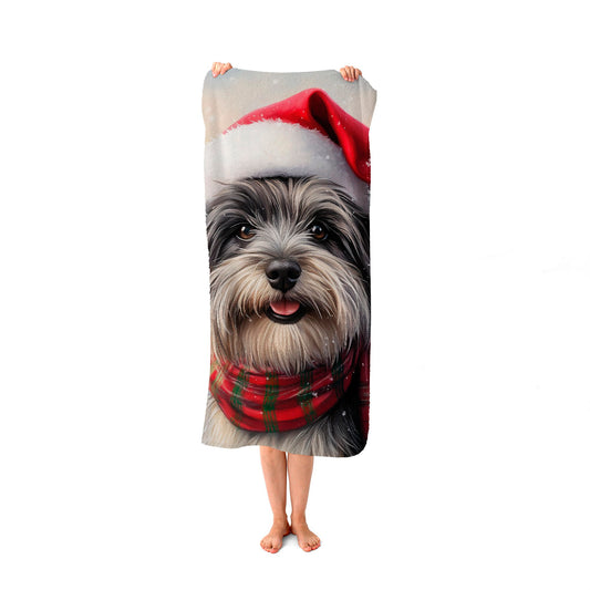 Snowy Christmas Skye Terrier Beach Towel
