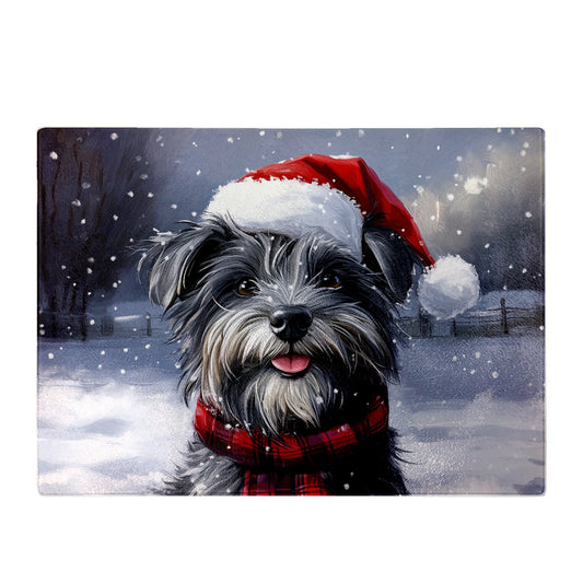 Christmas Skye Terrier Glass Chopping Board