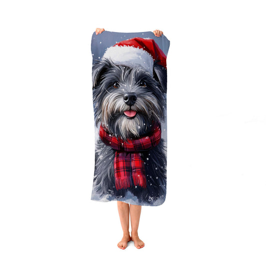 Christmas Skye Terrier Beach Towel