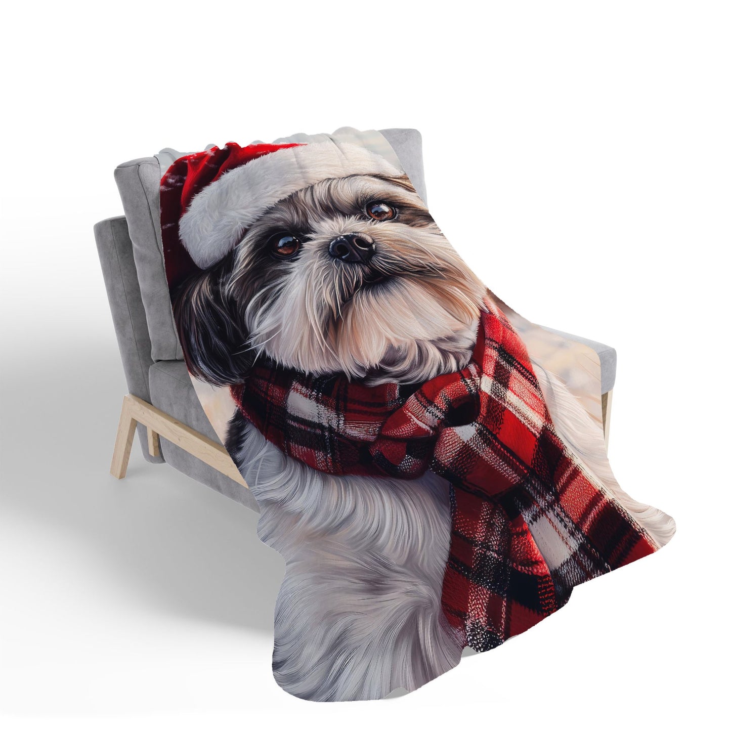 Christmas Shih Tzu Sherpa Blanket
