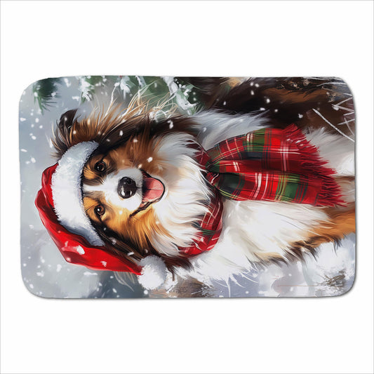 Snowy Christmas Shetland Sheepdog Sherpa Blanket