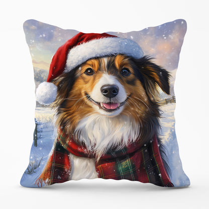 Christmas Shetland Sheepdog Cushion