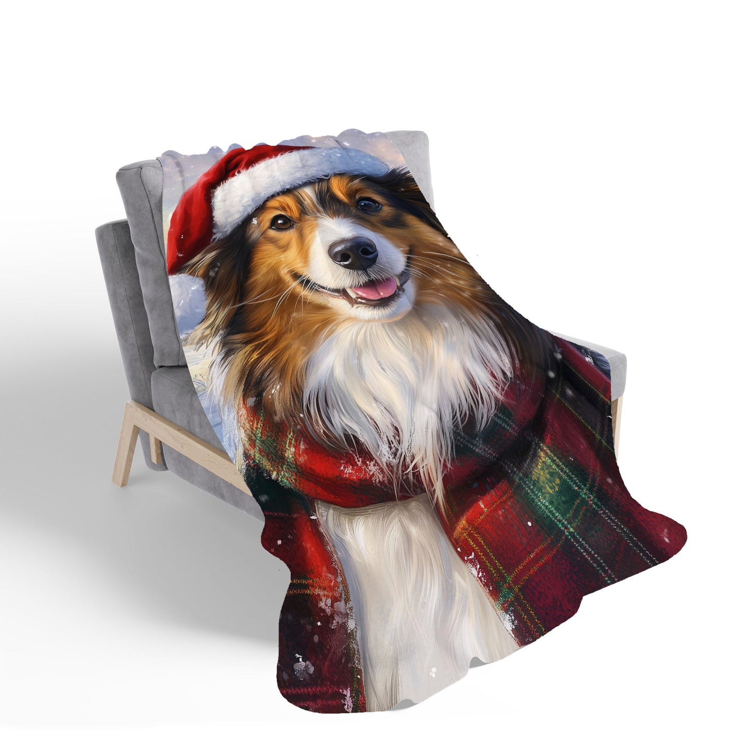 Christmas Shetland Sheepdog Sherpa Blanket