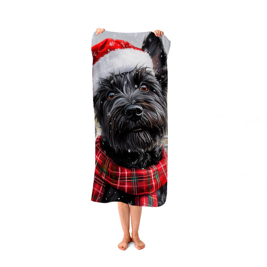 Christmas Scottish Terrier Beach Towel