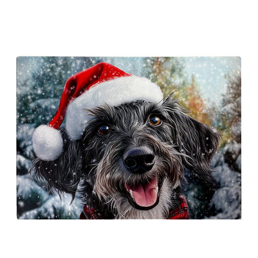 Christmas Scottish Deerhound Glass Chopping Board