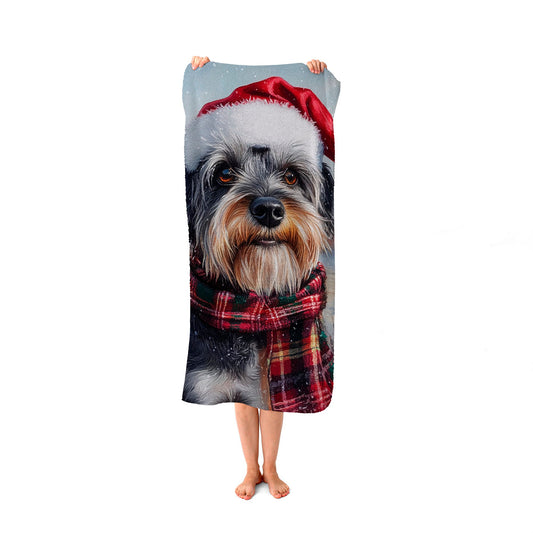 Christmas Schnauzer Beach Towel