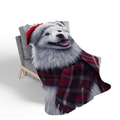 Christmas Samoyed Sherpa Blanket