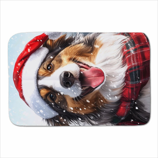 Christmas Rough Collie Sherpa Blanket