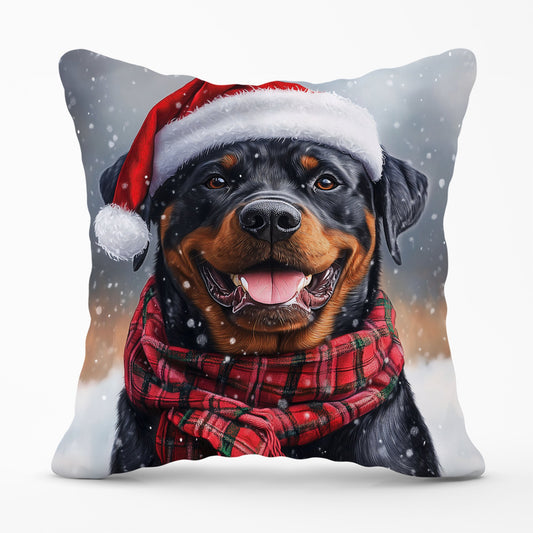 Snowy Christmas Rottweiler Cushion