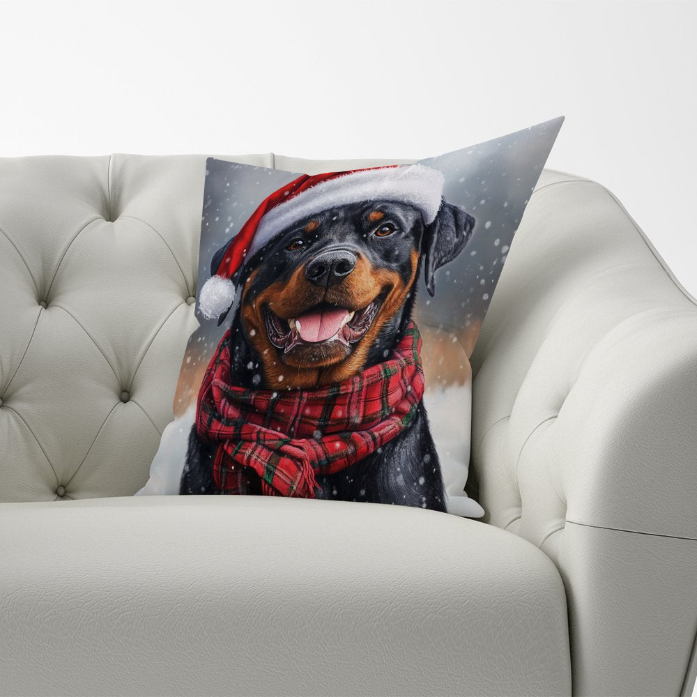 Snowy Christmas Rottweiler Cushion