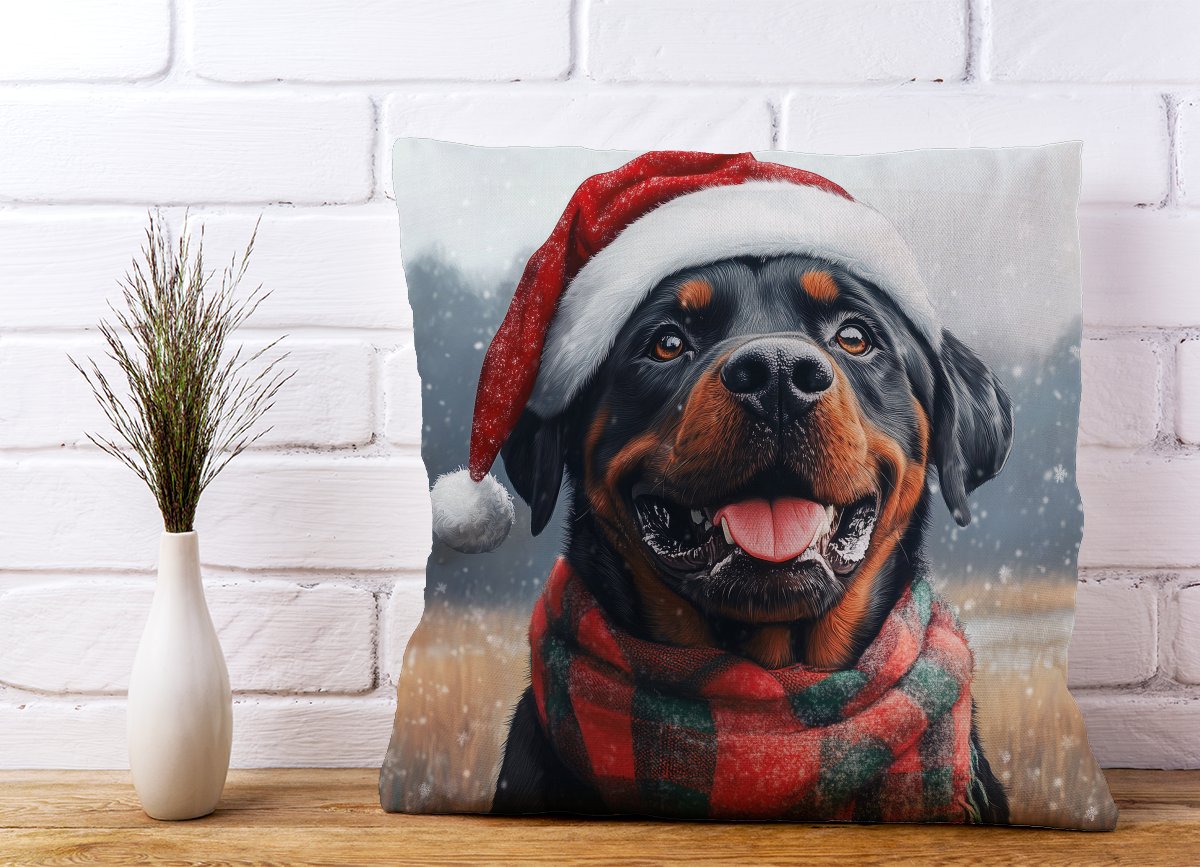 Christmas Rottweiler Cushion