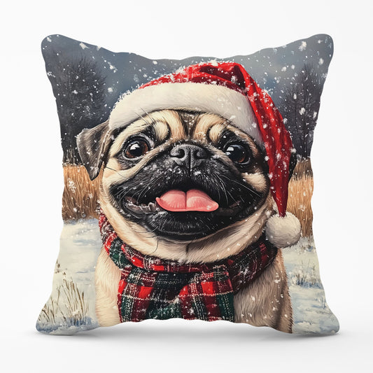Christmas Pug Cushion
