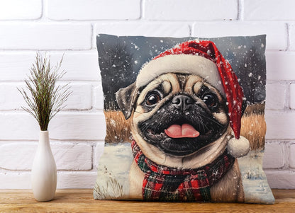 Christmas Pug Cushion