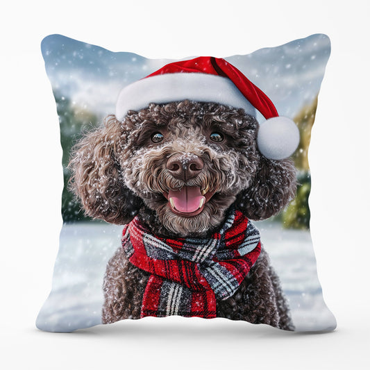 Snowy Christmas Poodle Cushion