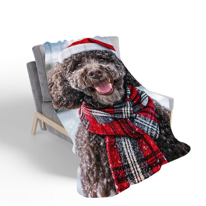Snowy Christmas Poodle Sherpa Blanket